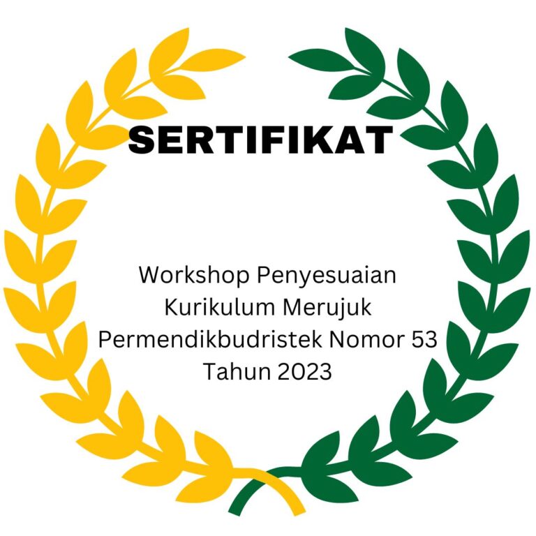 SERTIFIKAT WORKSHOP PENYESUAIAN KURIKULUM MERUJUK PERMENDIBUDRISTEK NOMOR 53 TAHUN 2023